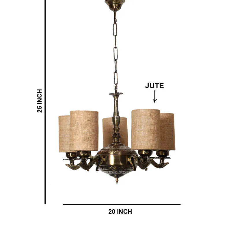 Baroque Cylindrical Golden Antique Ceiling Lamp media 6