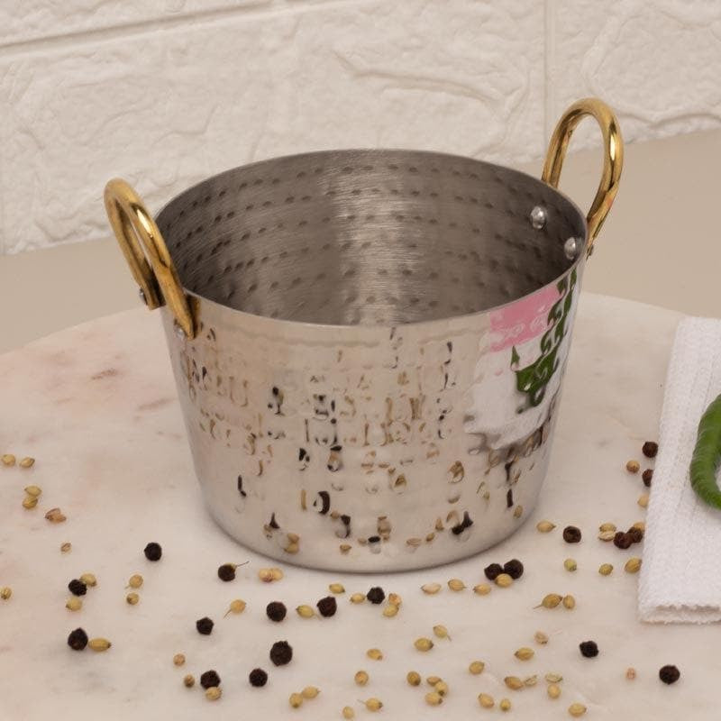 Vintage Allure Hammered Round Serving Pot - 600 ML media 3