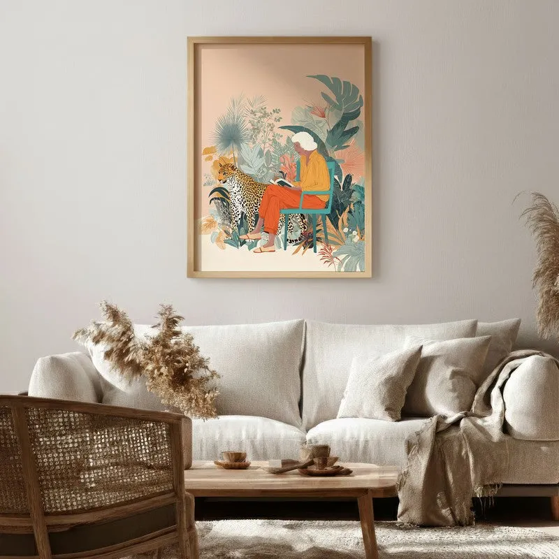 Solitude Safari Canvas Wall Painting - Brown Frame media 1