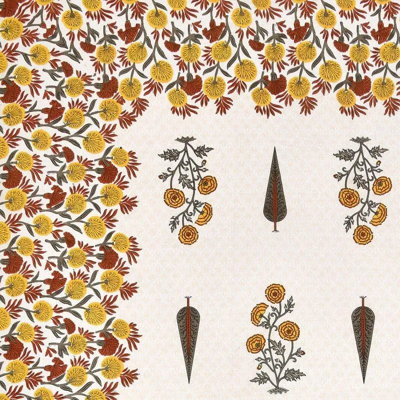 Devika Ethnic Printed Cotton Bedsheet (Yellow) - 140 TC media 4