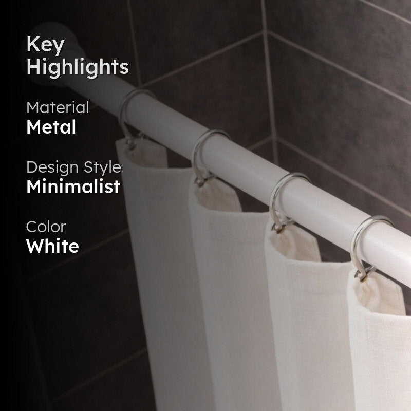 Slide Fit Extendable Metal No Drill Curtain Tension Rod - White media 2