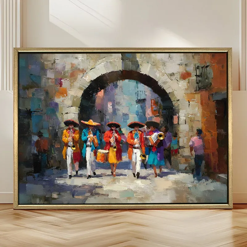 Plaza Guitar Canvas Wall Painting With Frame media 4
