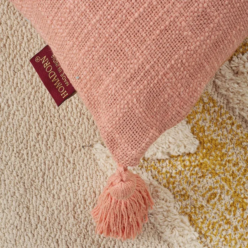 Claira Rectangle Solid Cushion Cover (Peach) - Set Of Two media 6
