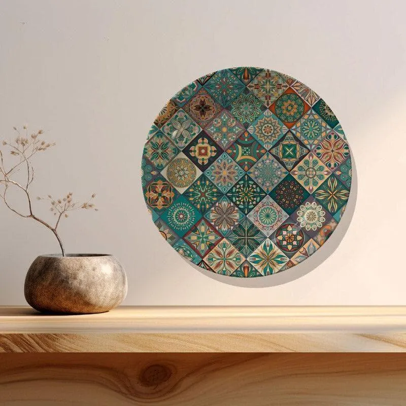 Ethnic Mandala Tiles Wall Plate - Teal media 5