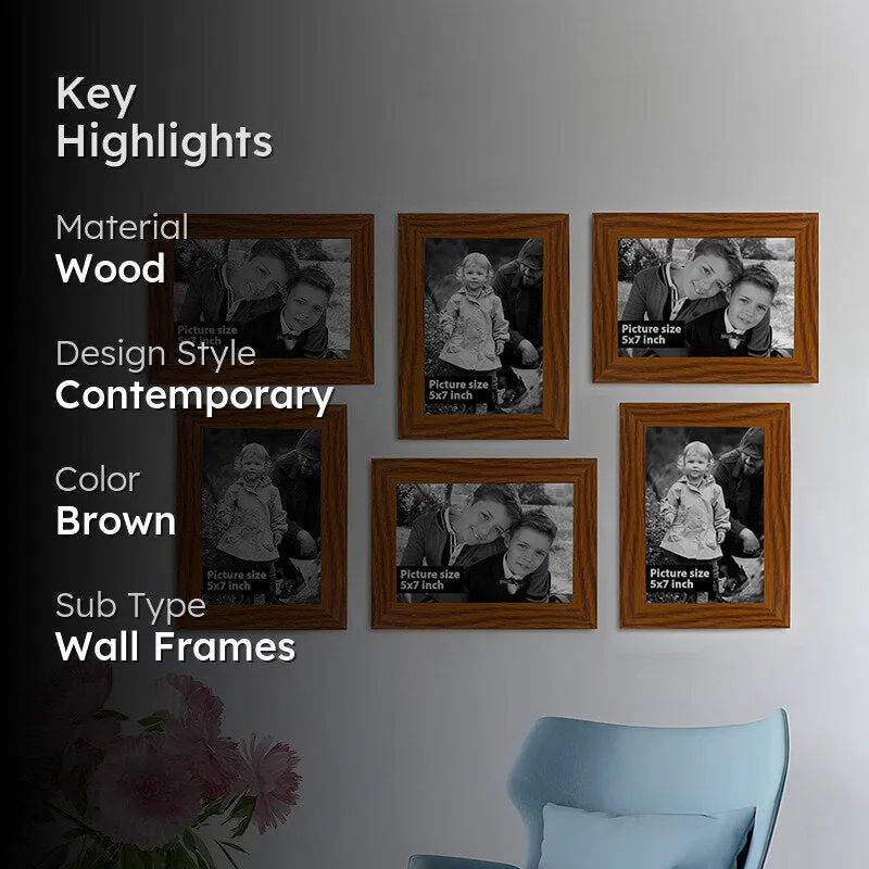 Willow Charm Rectangle Photo Frame (Brown) - Set Of Six media 2