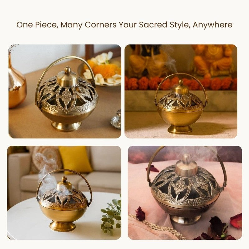 Mridanka Brass Incense Holder media 5
