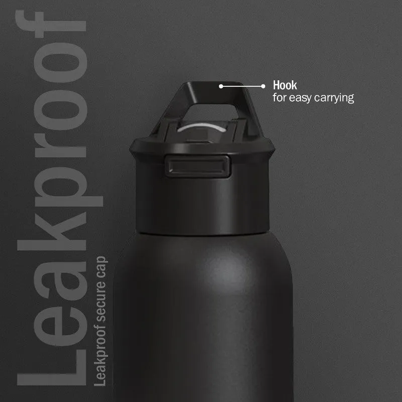 Drinko Fantasia Hot & Cold Thermos Water Bottle (Black) - 630 mL media 7