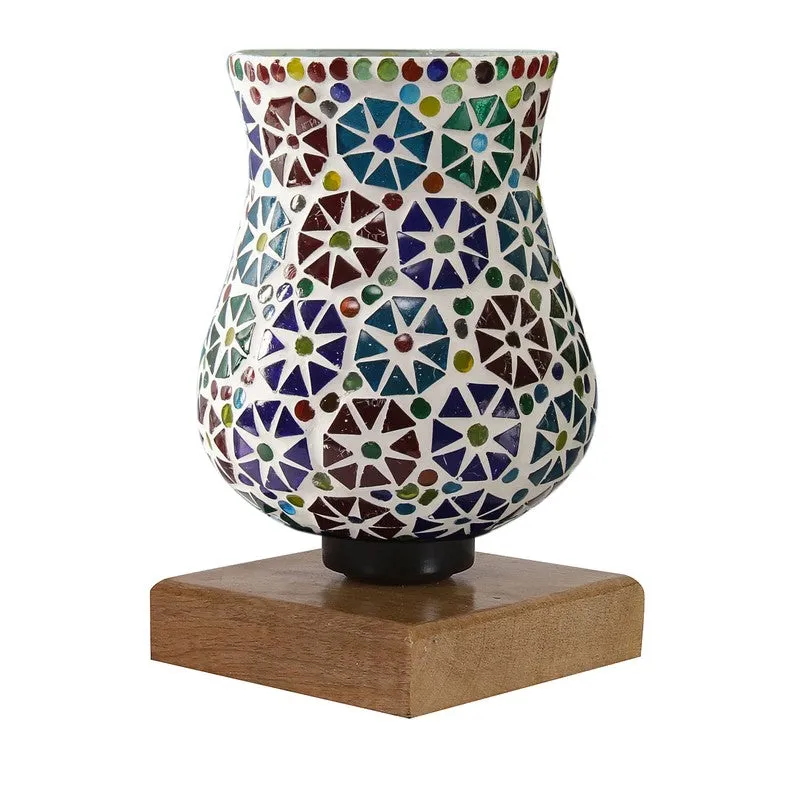 Auracraft Mosaic Glass Table Lamp With Wooden Base - Multicolor media 6
