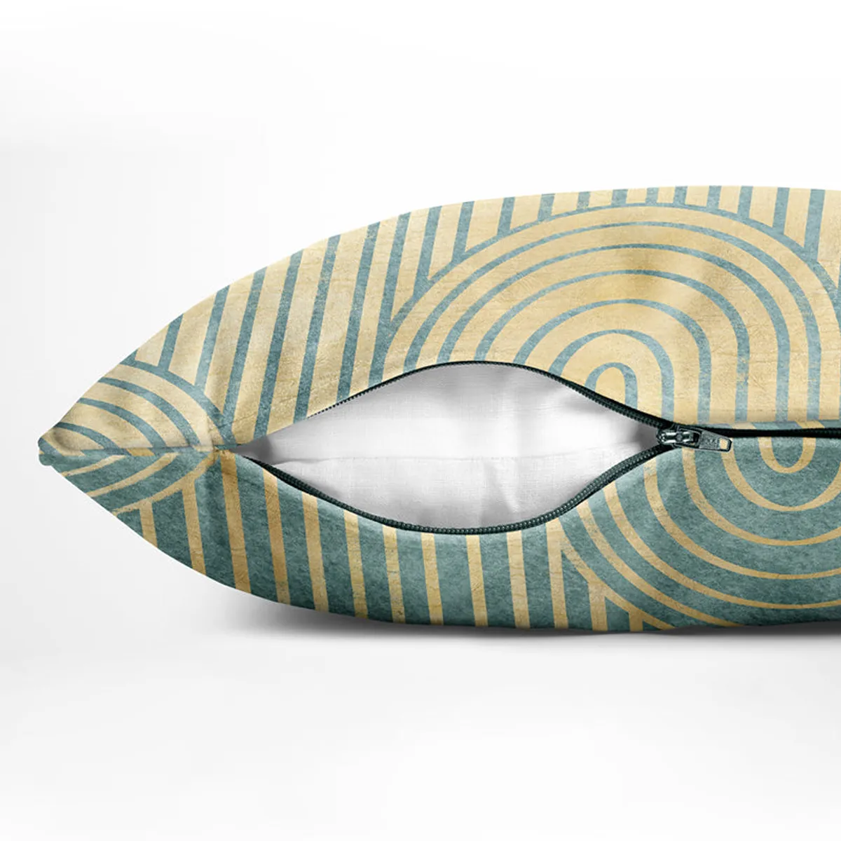 Cushion cover with zip opening shown in close-up