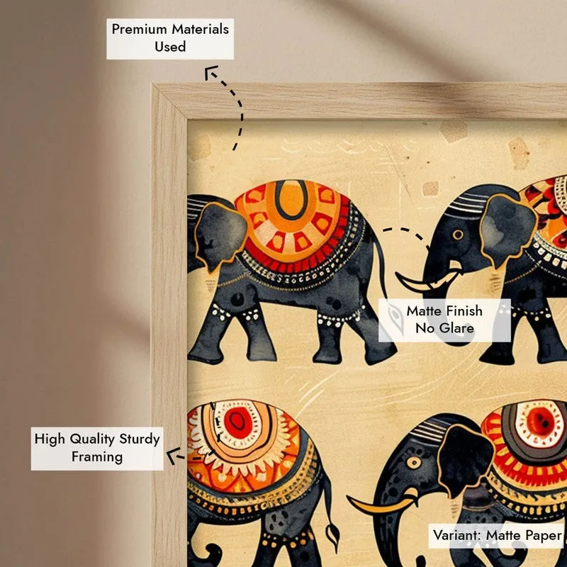 Hathira Canvas Wall Painting With Brown Frame media 10
