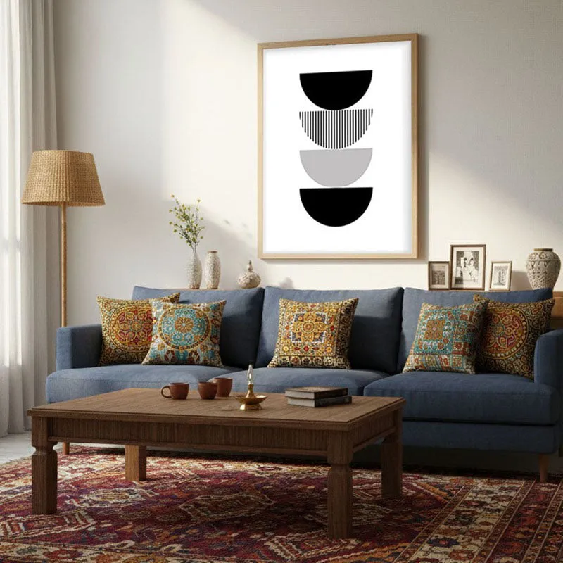 Carbon Echo Framed Canvas Archival Canvas Wall Painting - Natural Brown Frame media 3