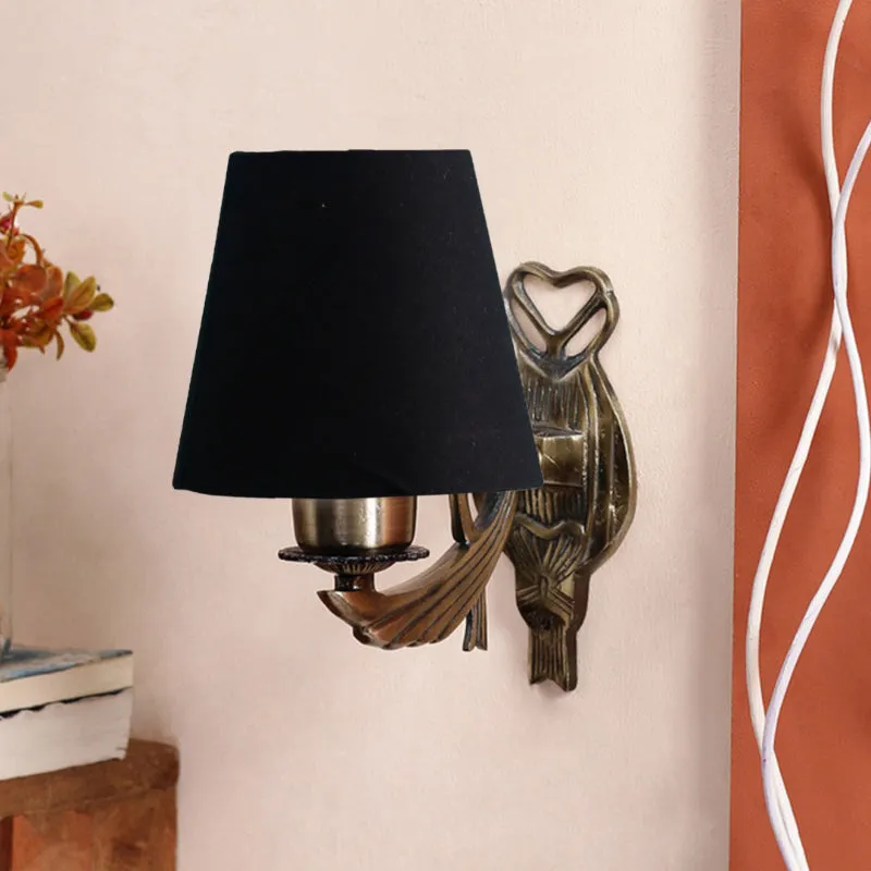 Love Gleam Atva Conical Fabric & Metal Wall Lamp - Black media 3