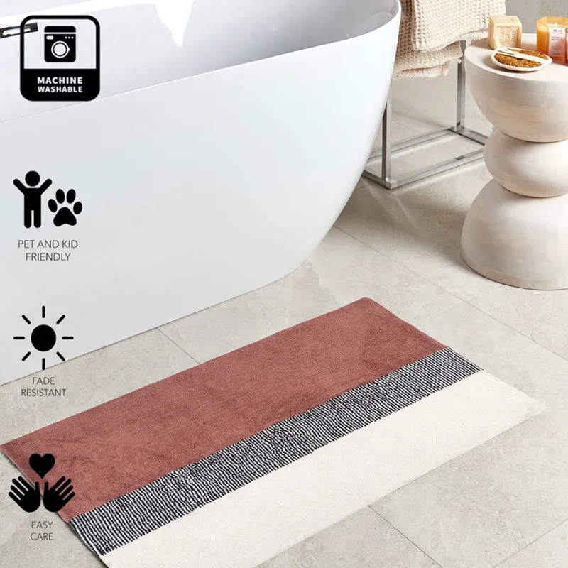 Trenora Cotton Bath Mat - Pink & White media 5