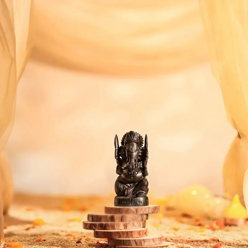 Sri Ganesh Divine Ebony Wood Idol media 4