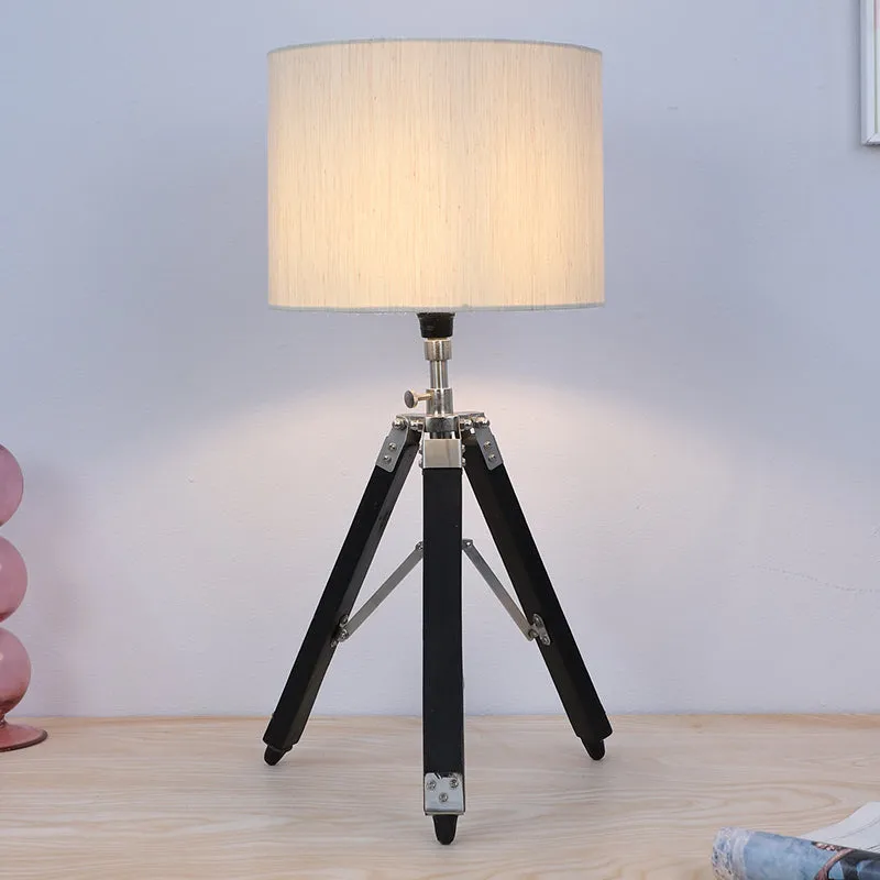 Urbane Solid Tripod Mango Wood Table Lamp - White,Black media 2