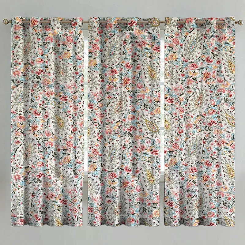 Ocane Floral Cotton Curtain - Set Of Three media 1