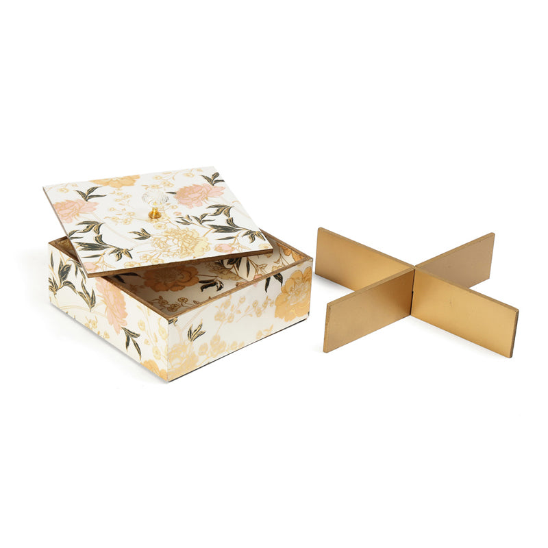 Amber Fleur Dry Fruit Container - White, Peach media 7