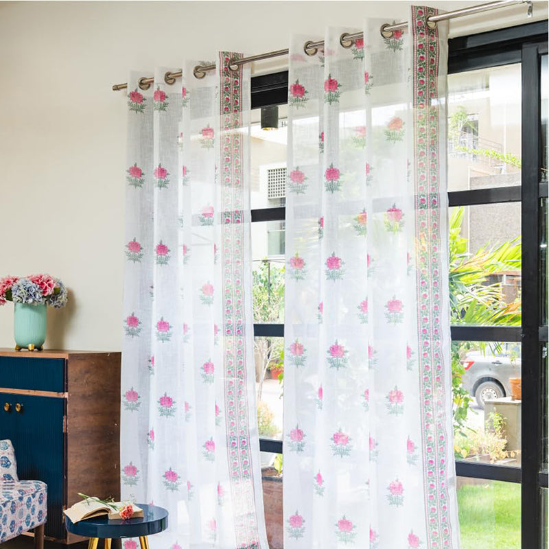 Urban Space Modern Fire Glow Curtain (Pink) - Set Of Two media 2