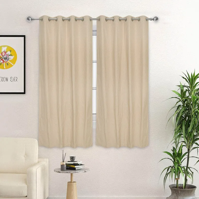 Form Ease Cotton Room Darkening Curtains (Beige) - Set Of Two media 3