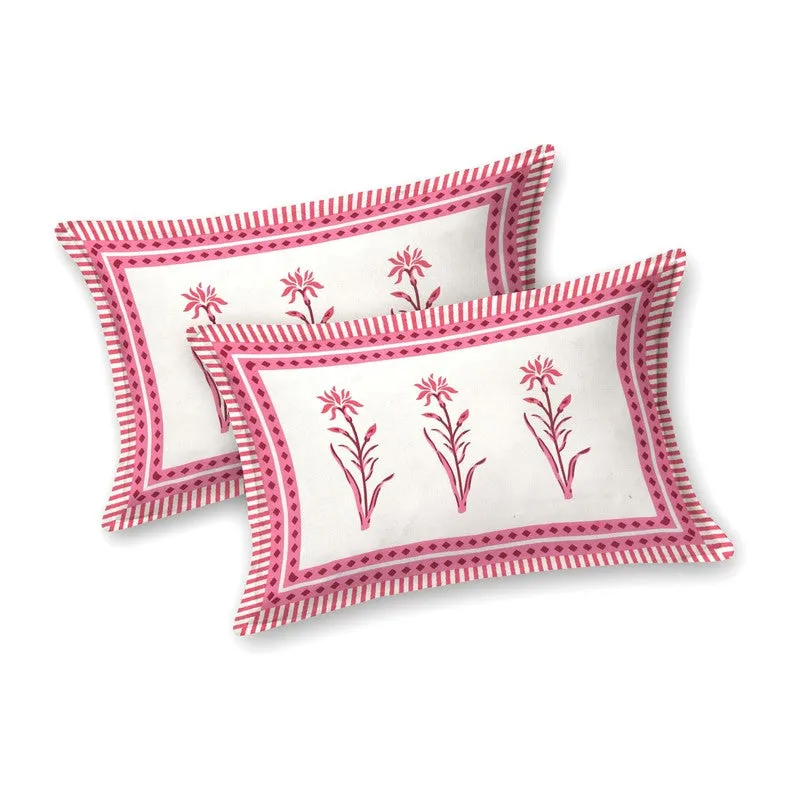 Vinea Cotton Bedsheet (Pink,White) - 240 TC media 4