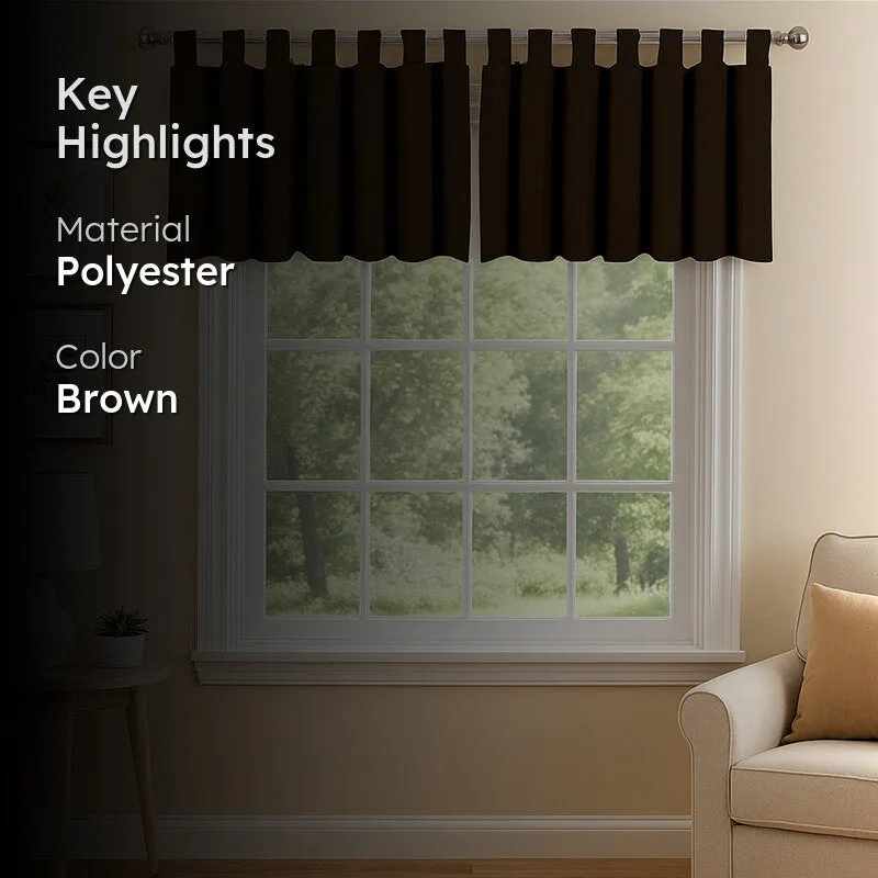Tab Tale Flat Curtain Valance (Cocoa Brown) - Set Of Two - 2