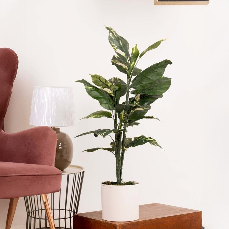 NatureTouch Artificial Leaf Plant With Black Plastic Pot - 2.95 Feet