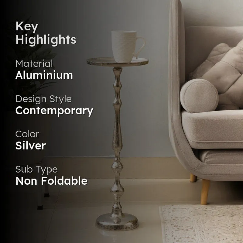 Curved Frame Aluminum Side Table - Silver media 2