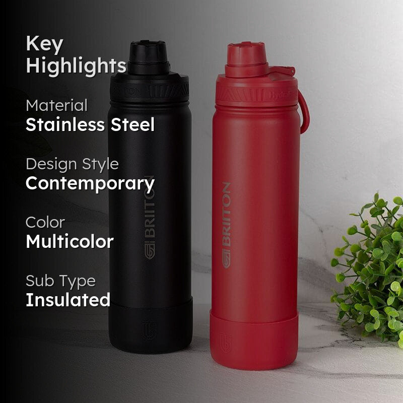 Drink Dazzle Hot & Cold Thermos Water Bottle (Black & Red, 750 mL Each) - Set Of Two media 2