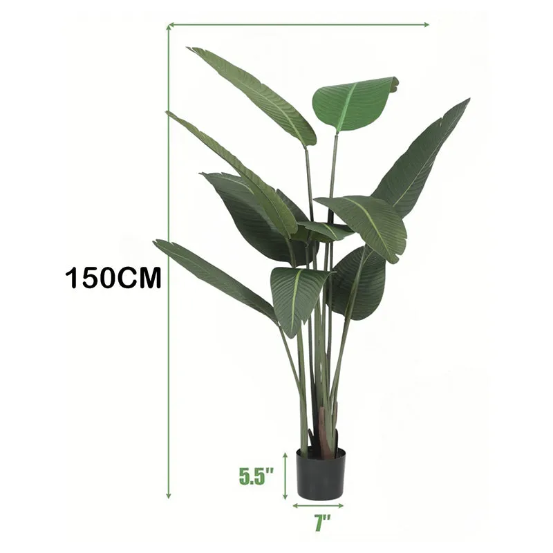 Bale Artificial Banana Plant With Black Plastic Pot - 5.3 Feet media 6