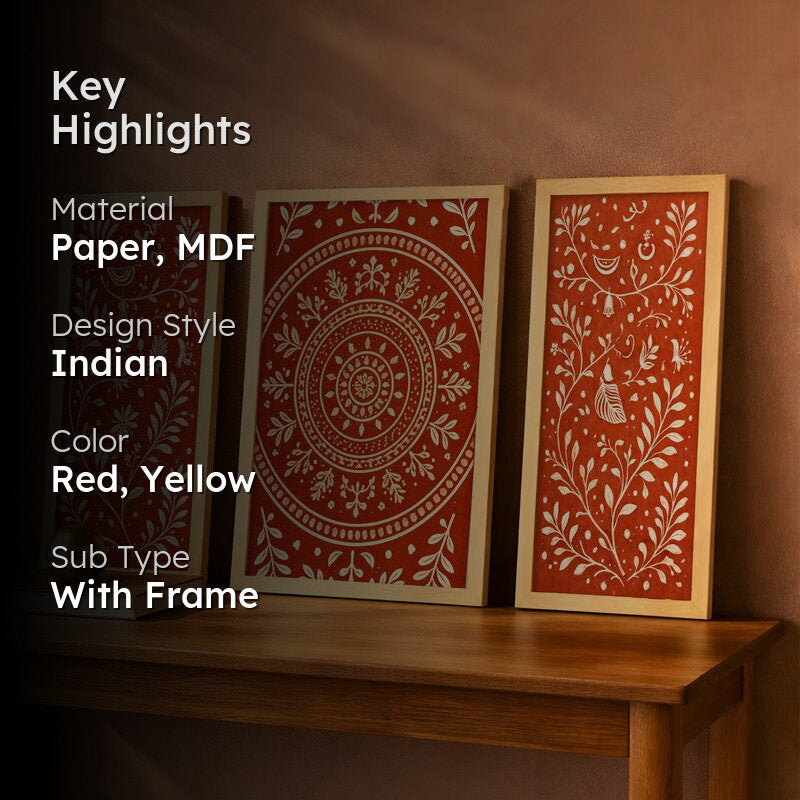 Timeless Indian Wall Art With Frame - Set of Three media 2
