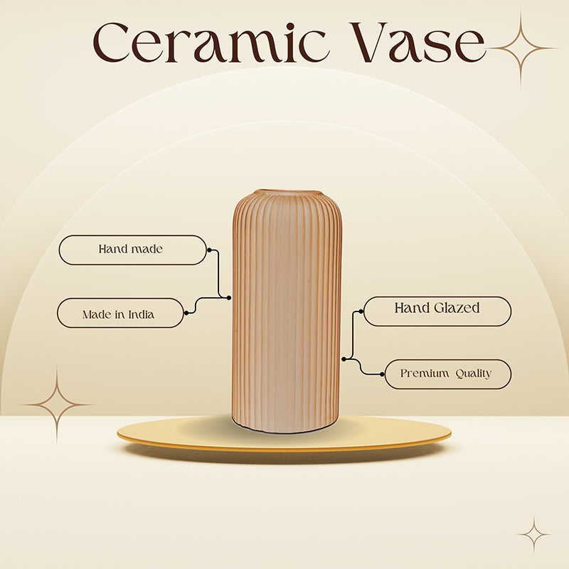 Ceramiq Luxe Ceramic Vase - Beige media 3