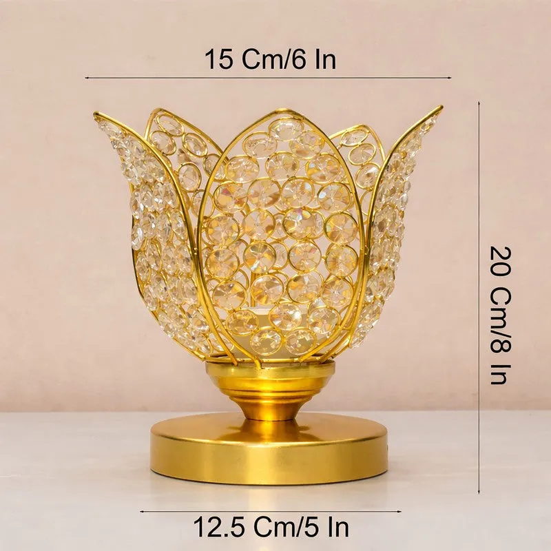 Floral Culture Metal Table Lamp - Gold media 8