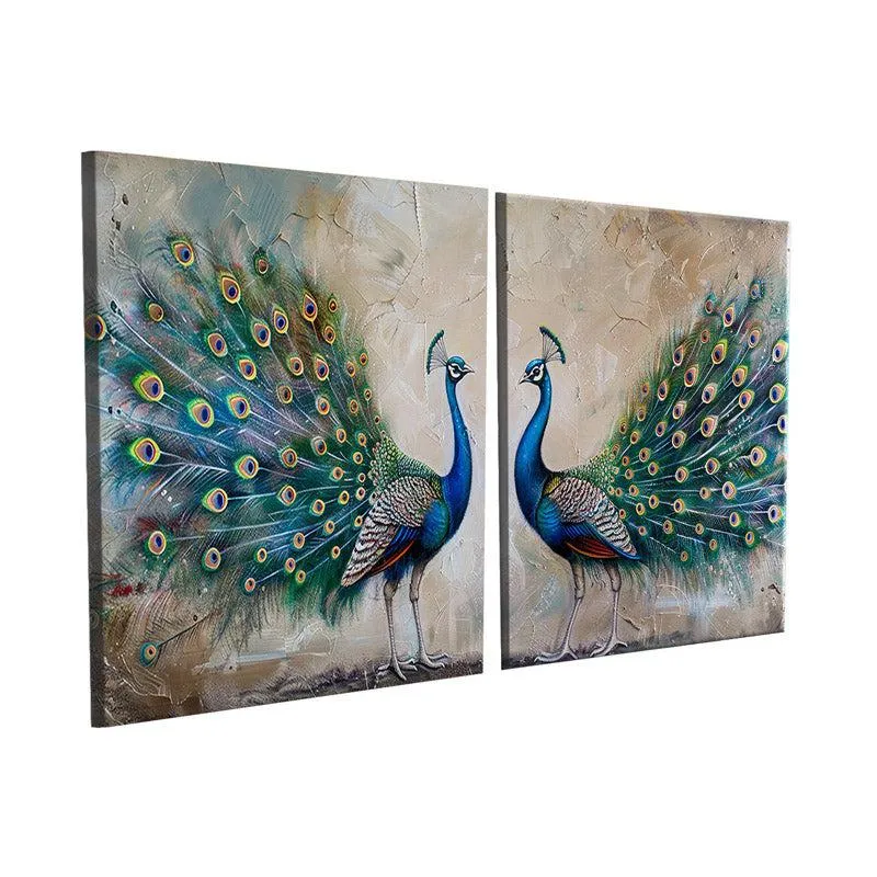 Peacock Paradise Canvas Wall Art - Set Of Two media 6