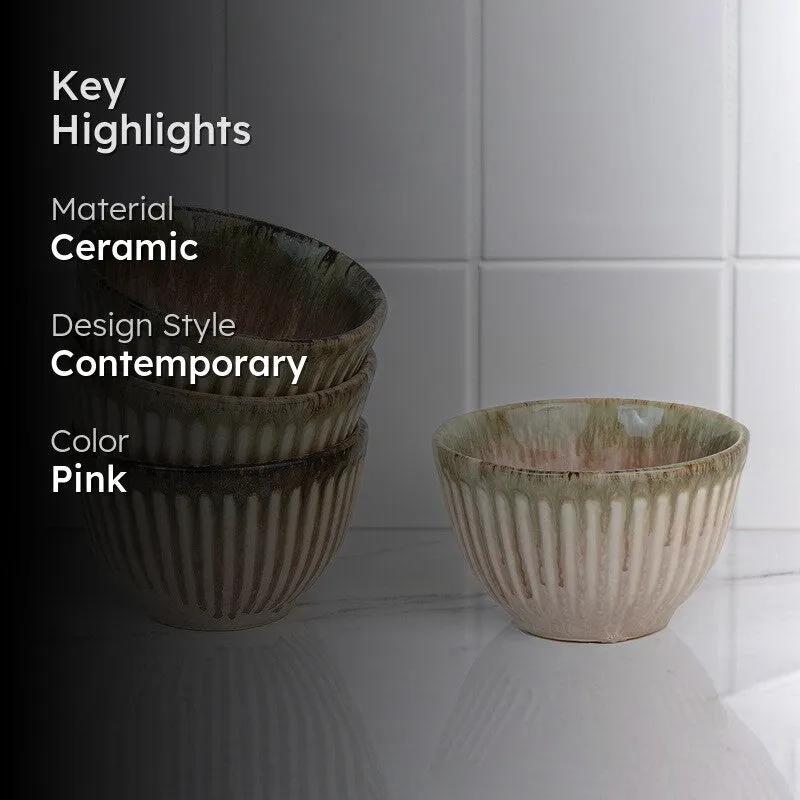 Mintora Pink Ceramic Snack Bowls (180 mL) - Set Of Four media 2