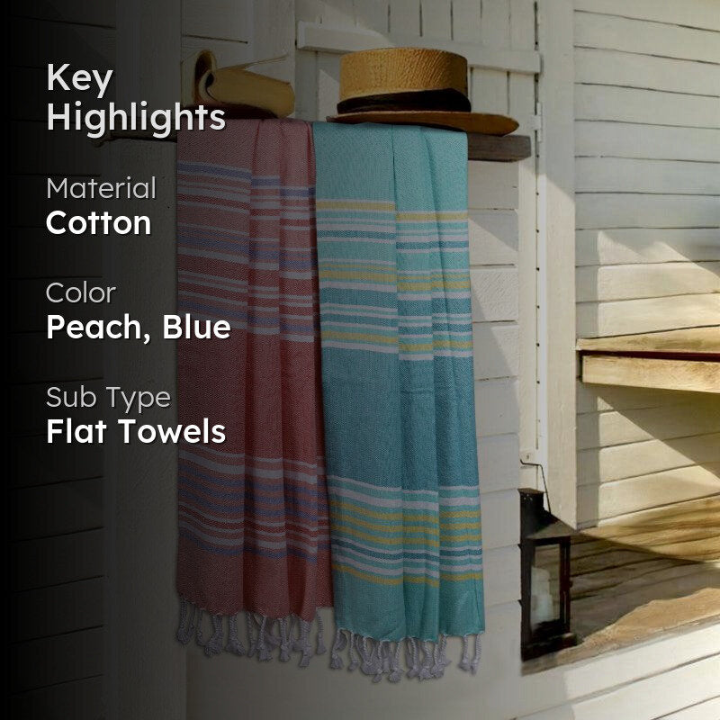 Jadore Bath Towel (Peach & Blue) - Set Of Two media 2