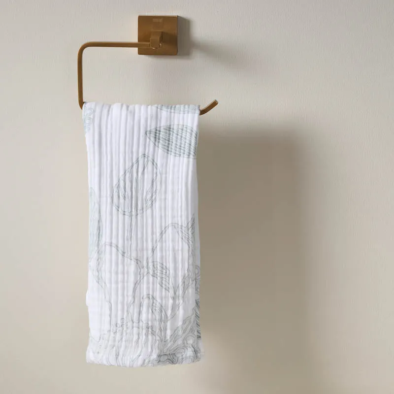 Luxe Hand Towel (White & Blue) - Set of Two media 3