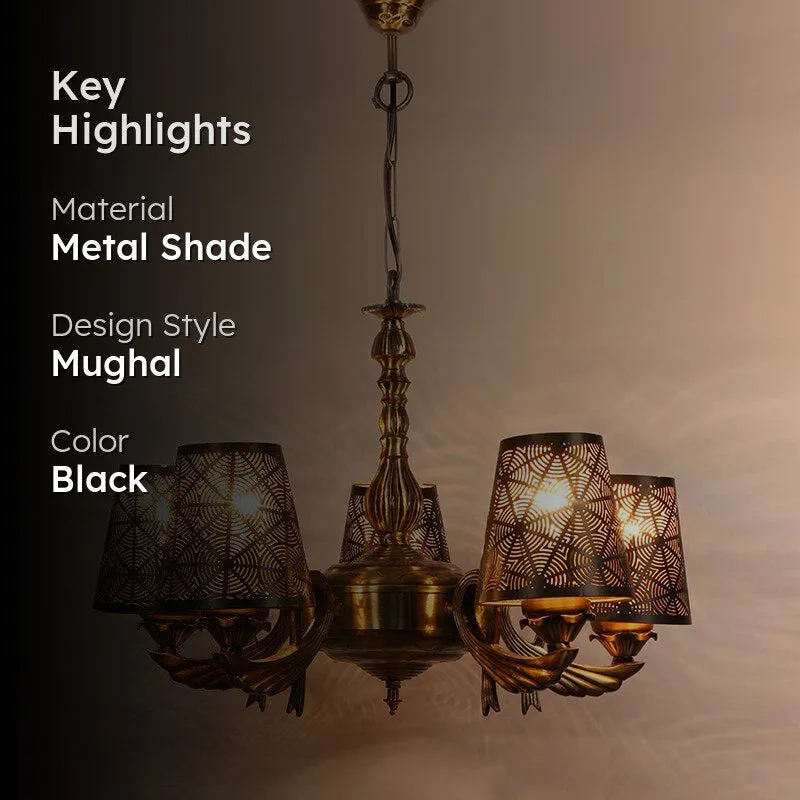 Thiva Etched Vistara Golden Antique Ceiling Lamp media 2