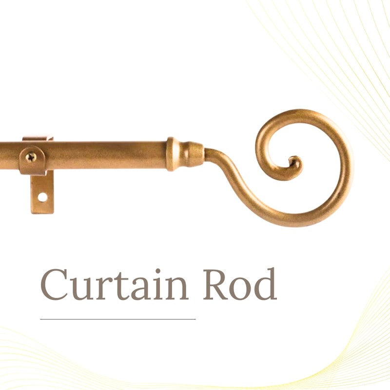 Glissara Extendable 1" Single Curtain Rod With Round Finial & Brackets (Gold) media 3