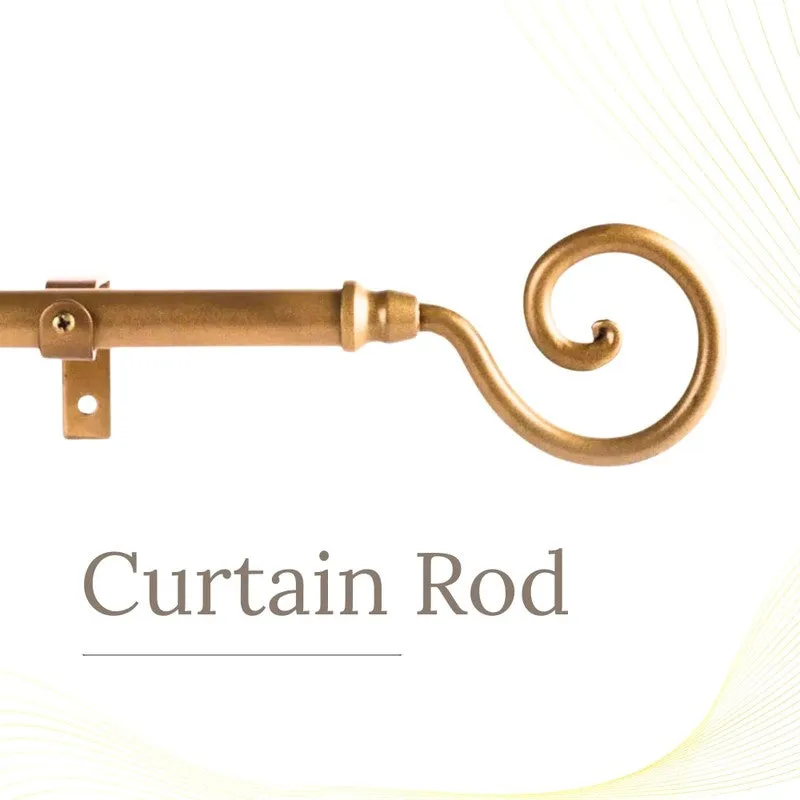 Glissara Extendable 1" Single Curtain Rod With Round Finial & Brackets (Gold) media 3