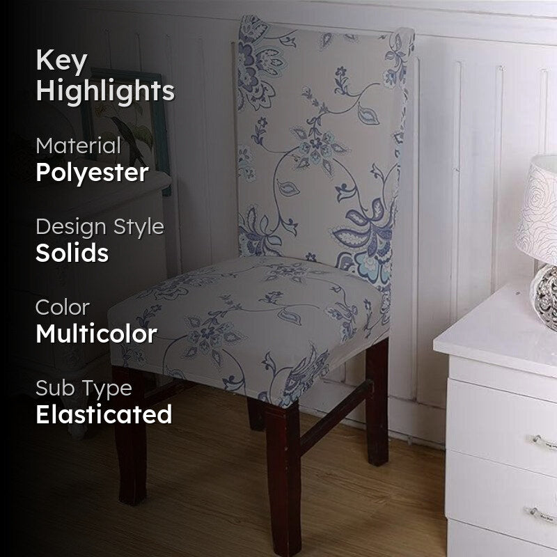 Mila Floral Chair Cover - Blue & White media 2