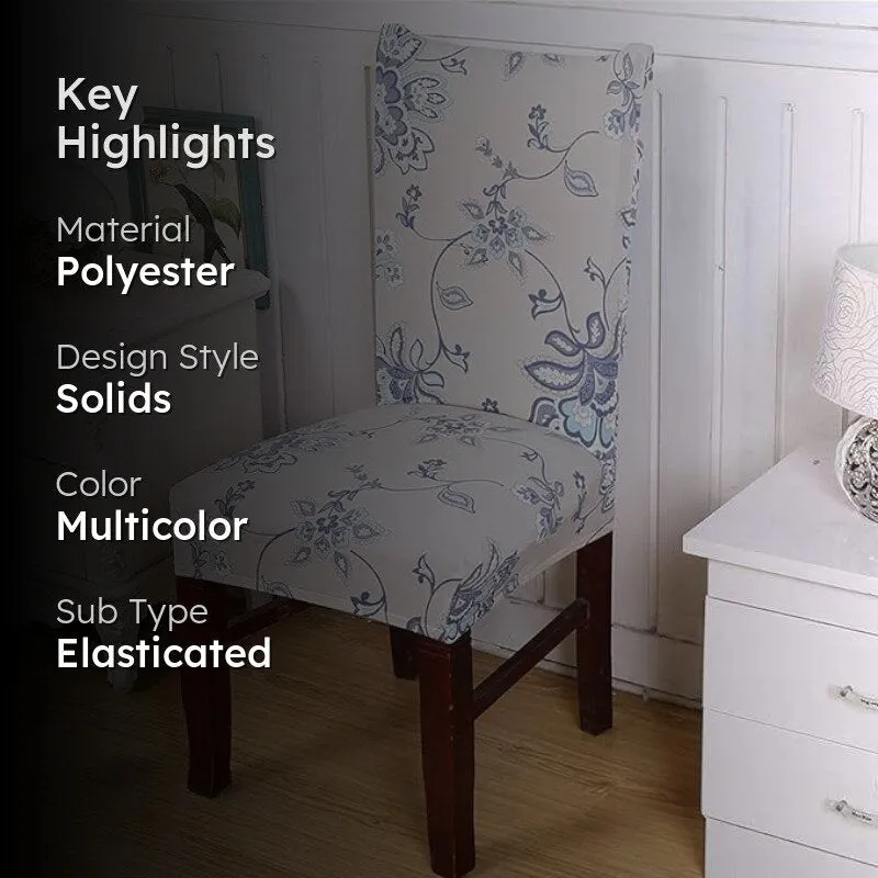 Mila Floral Chair Cover - Blue & White media 2