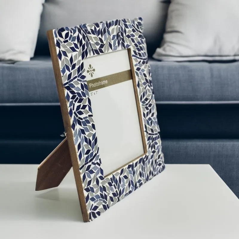 Mosaic Leafies Photo Frame - Blue media 1