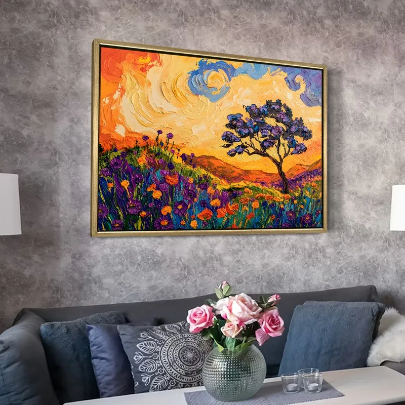 Saffron Sunset Canvas Wall Painting With Frame media 6