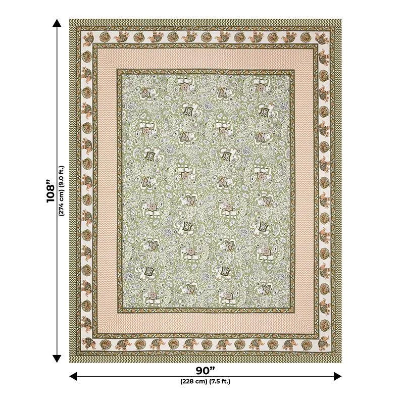 Yantra Ethnic Cotton Bedsheet (Green) - 180 TC media 4