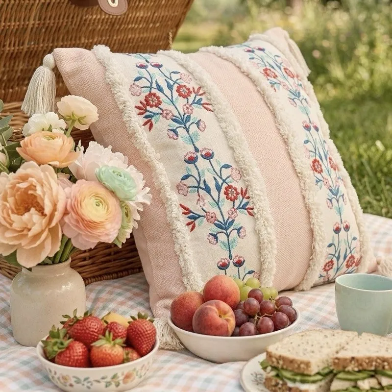 Craft Bloom Embroidered Cushion Cover - Peach media 8