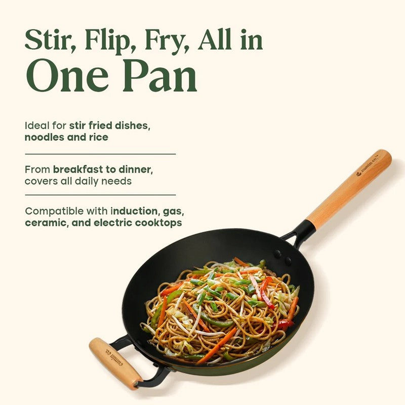 Cumin Co Enamel Cast Iron Wok (1500 mL) - Green media 12