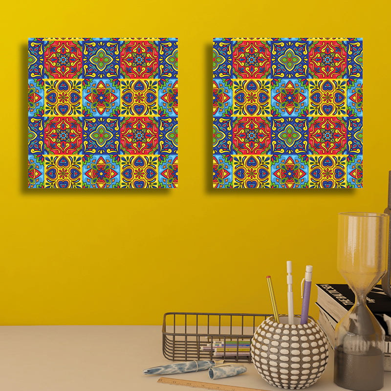 Jaipuri Mosaics Canvas Wall Art - Set Of Two
