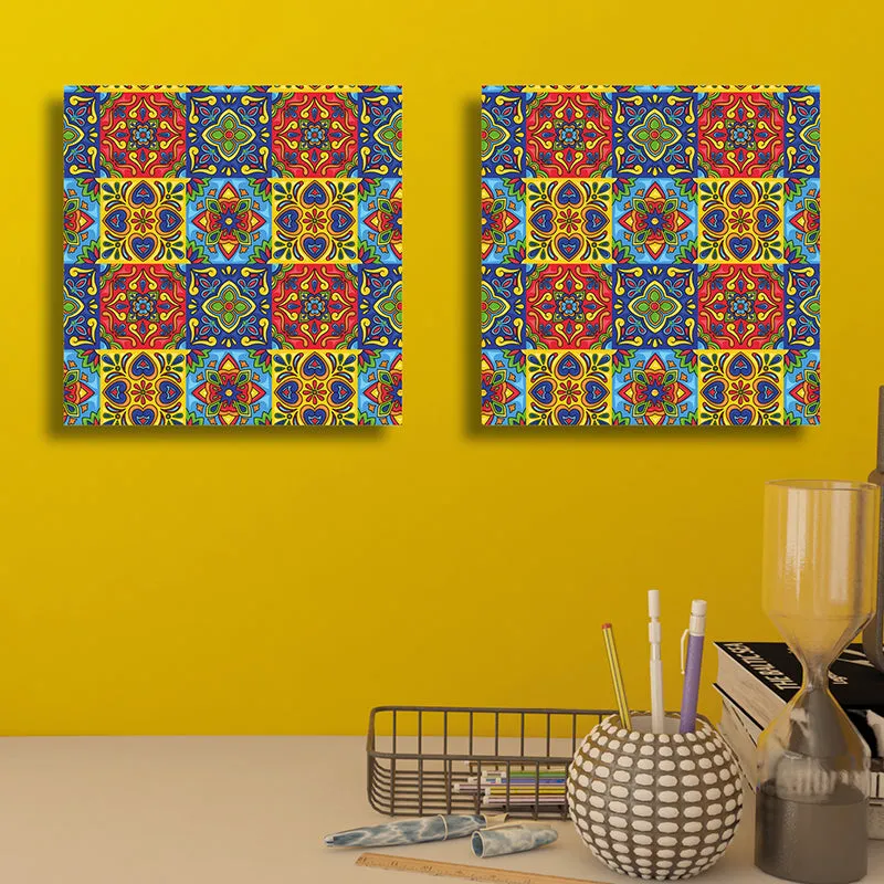 Jaipuri Mosaics Canvas Wall Art - Set Of Two media 1