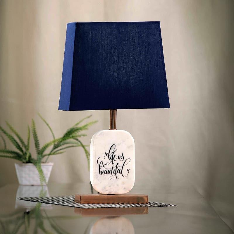 Life Light Printed Marble & Copper Base Fabric Table Lamp - Blue,White media 3