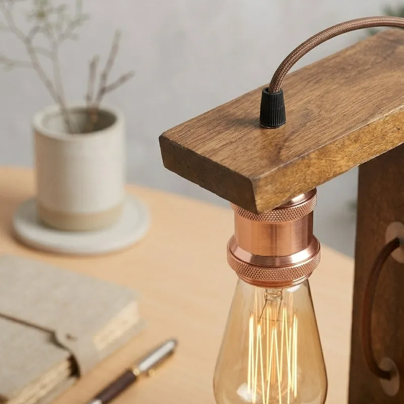 Rustic Aura Wooden Table Lamp - Brown media 3